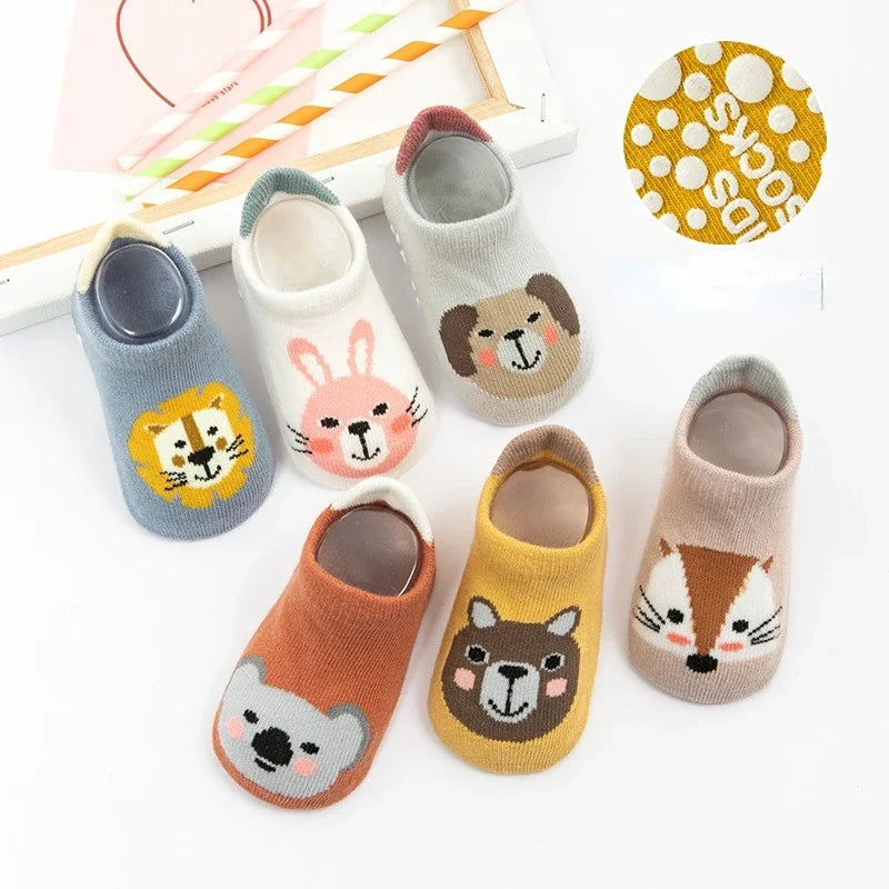 Korean Cute Cartoon Animal Socks Baby Floor Socks Anti-slip Silicone Short Socks for Boys Girls Newborn Infant Toddler Sox