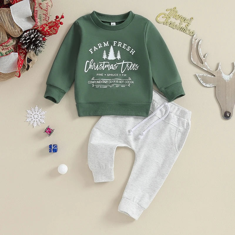 Conjunto de ropa de Navidad para niño pequeño 6 12 18 24 meses 2T 3T Trajes de invierno para bebé