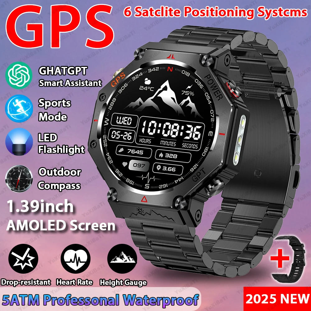 2025 New ChatGPT AI assistant Smart Watch 5ATM Waterproof GPS Built-in Dual-band GNSS Compass Sport Smartwatch Men Woman