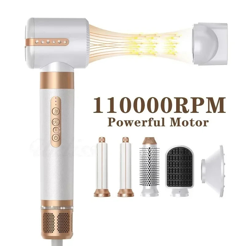 7 In 1 Hair Dryer Brush Brushless High Speed Hair Dryer with Diffuser Ionic Blow Dryer Hot Air Styling Comb Auto Hair Curler