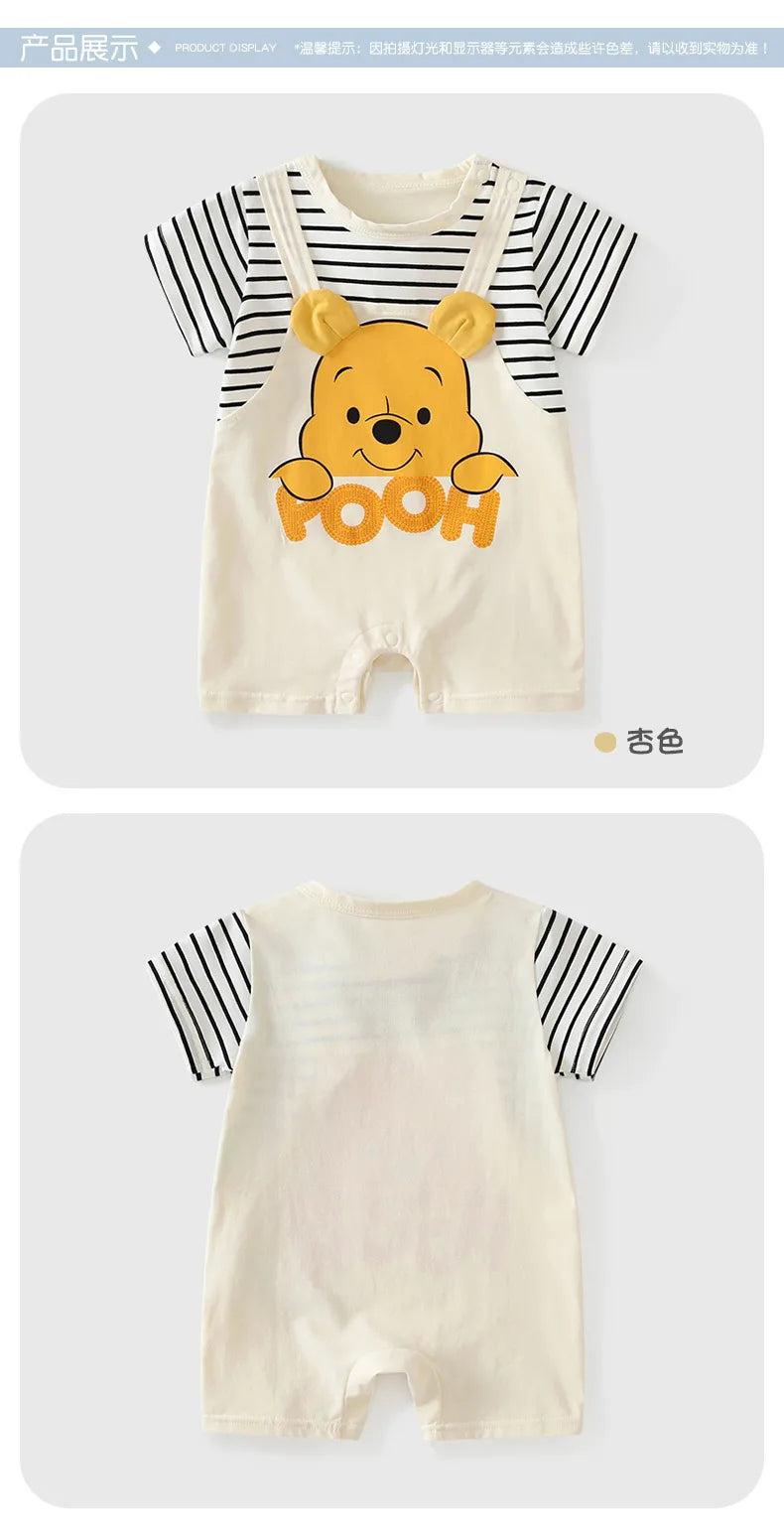 Newborn Clothes Cartoon Winnie the Pooh Comfortable And Soft Summer Boys And Girls 0-24 Short Sleeved Baby Jumpsuit