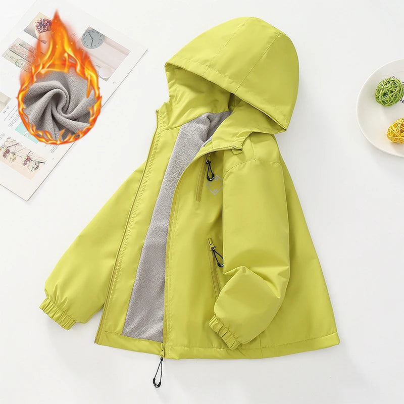 Autumn Winter Teen Boys Jacket Thick Fleece Windproof Warm Hooded Sports Coat For 4-14 Years Kids Clothes Children Outerwear Top