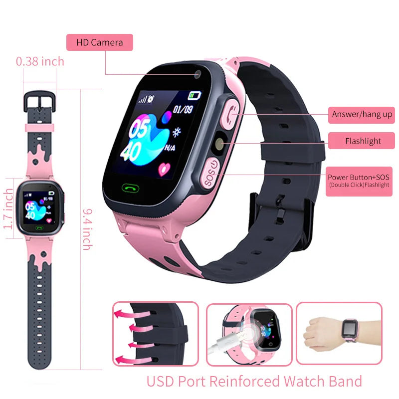 2023 New Kids SmartWatch Call Kids Watches For Children GPS SOS Waterproof Smartwatch Clock SIM Card Location Tracker Child Best