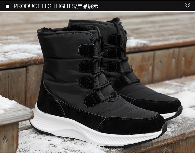 2023 Winter White Snow Boots Waterproof Non-slip Thicken Plush Warm Ankle Boots Women Shoes Botas Mujer Platform Shoes