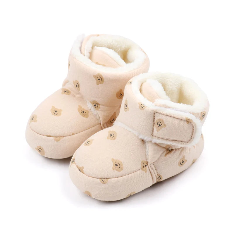 2024 Winter Baby Boots, Infant Girls Boys Warm Fashion Solid Shoes with Fuzzy Balls First Walkers Kid Shoes 0-18M High Quality