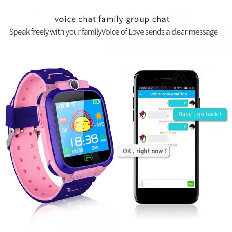 Kids Smart Watch SOS GPS Location Tracker Voice Call Chat Camera Flashlight Waterproof Smartwatch Children HD Touch Screen Watch