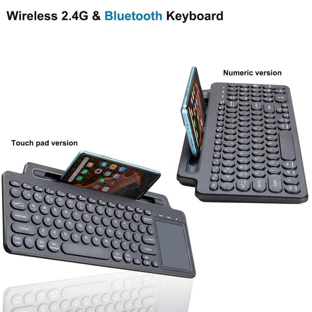 2.4G Wireless Bluetooth Keyboard With Touchpad Multi-Function Button Mini Keyboard For Windows Android IOS Tablet TV Laptop PC