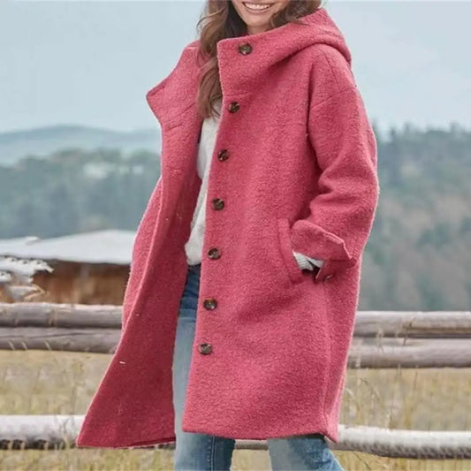 Women Windbreaker Jacket Stylish Hooded Women's Overcoat with Pockets Long Sleeves Windproof Design for Fall Winter for Daily