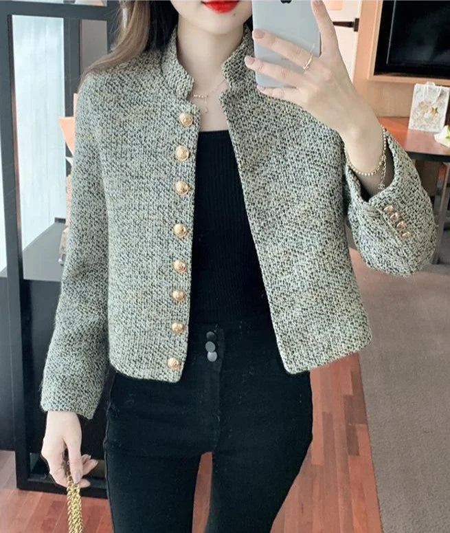 Ladies Jackets Plain Short Women's Tweed Wool & Blends Coat Half Novelty Medium New In High Quality Single Fashion 2025 Hot