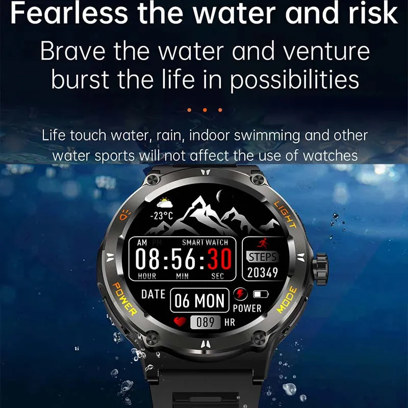 2024 New For Huawei Xiaomi Rugged Military Smartwatch Men Bluetooth Call GPS Track 500Mah 3ATM Waterproof AMOLED Men Smartwatch