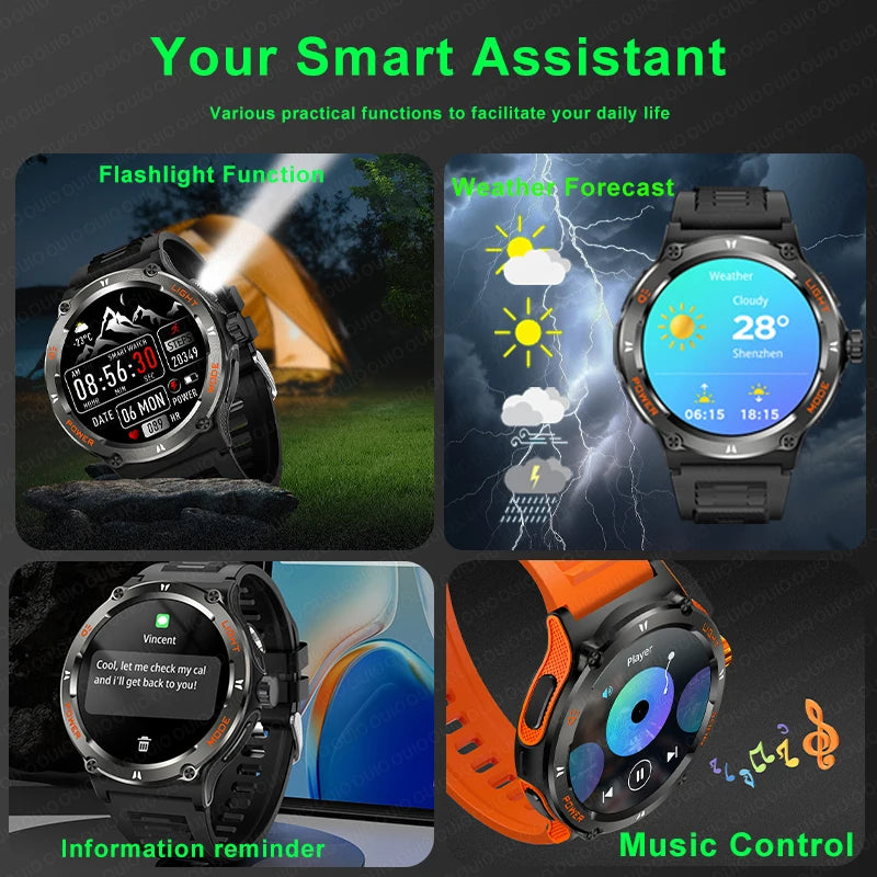 For Huawei Men Smartwatch 3ATM Waterproof 500Mah AMOLED Smartwatch GPS Track Bluetooth Call LED Lighting Men Smartwatch 2024 New