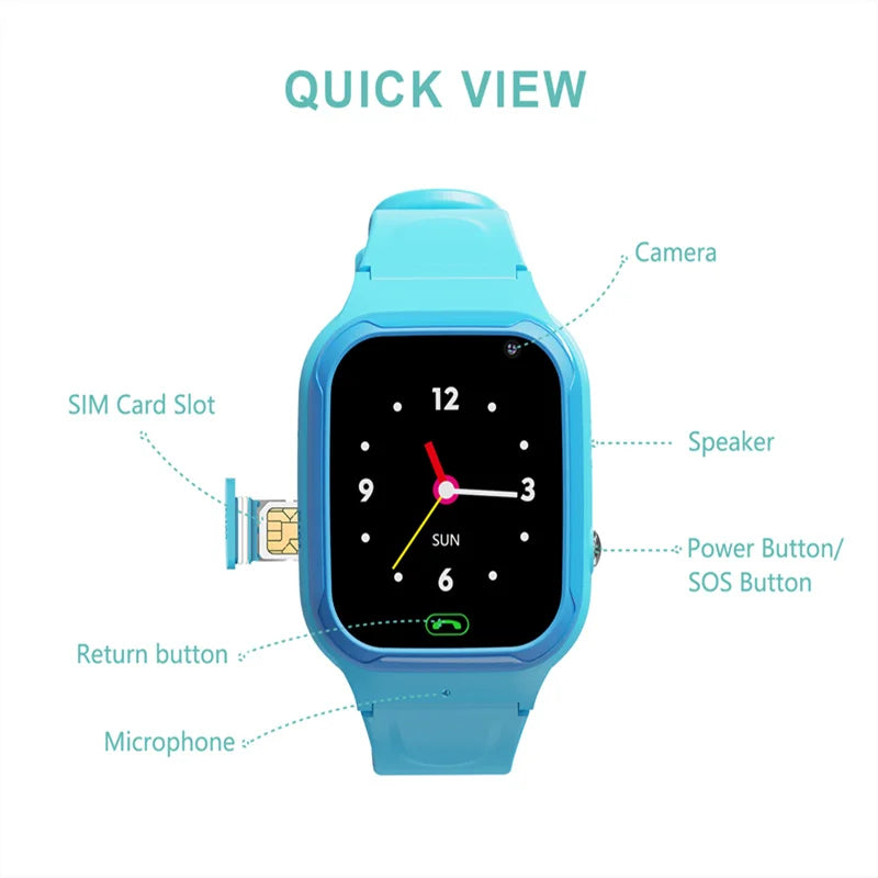 New 4G SOS Kids Smart Watch Girls Boy Full Touch Video Call WIFI  Phone Watch Camera Location Tracker Child gift Smart Watch