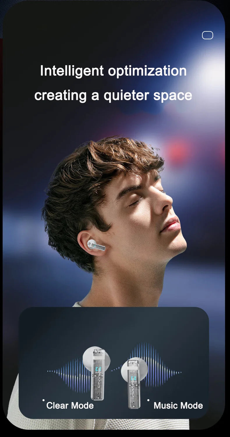 Bluetooth Touch Screen Earphone Noise Reduction Half In Ear Style Multi Function Long Battery Life Listen Music Phone Call