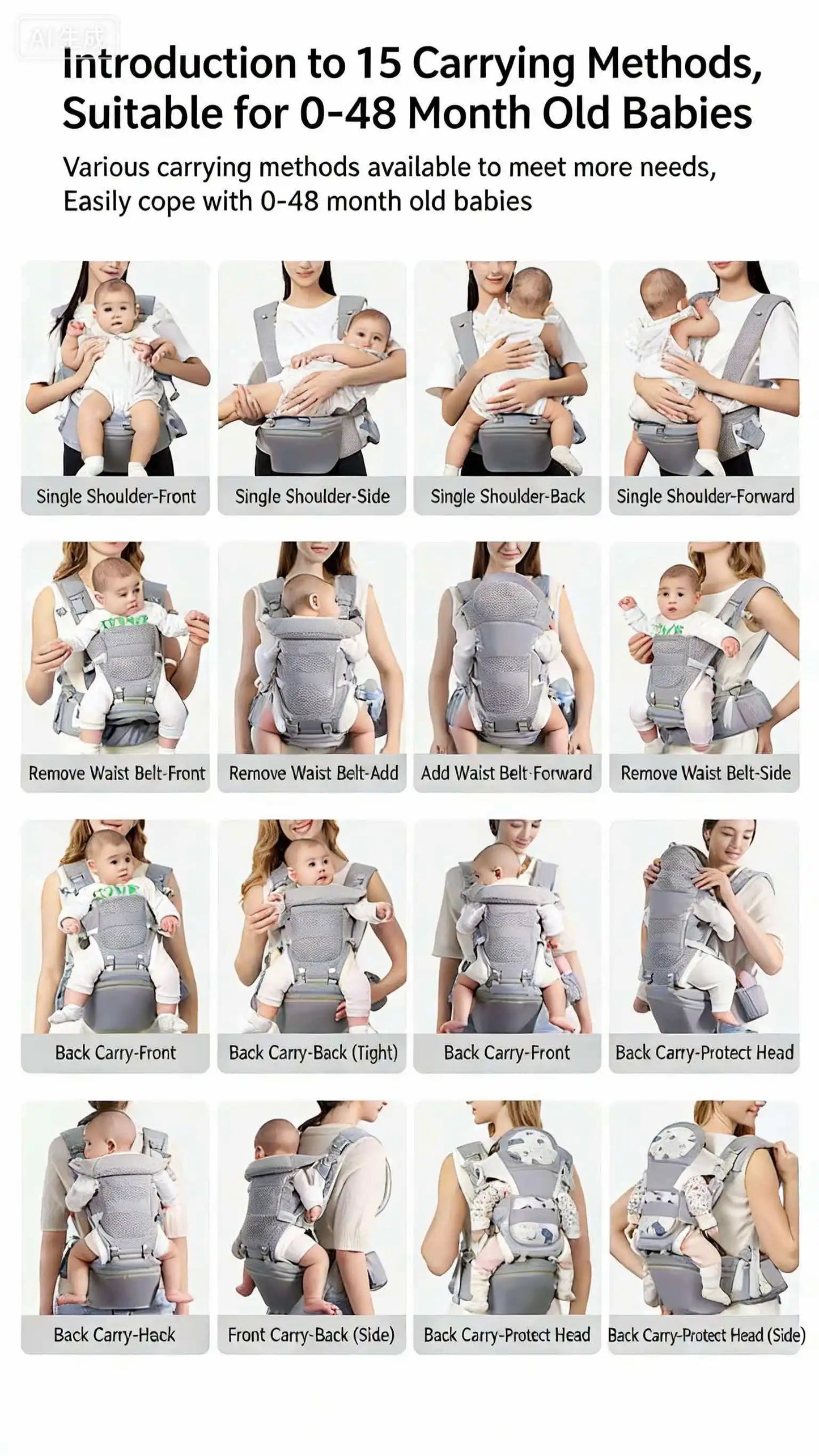 Newborn 2026 Ergonomic Baby Carrier Backpack Infant Baby Hipseat Carrier Front Facing Ergonomic Kangaroo Baby Wrap Sling Travel