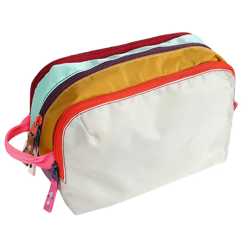 Multi-Compartment Toiletry Bag Suitable Dopamine Color Travel Organizer Layered Storage Compartments Makeup Brush Storage Bag
