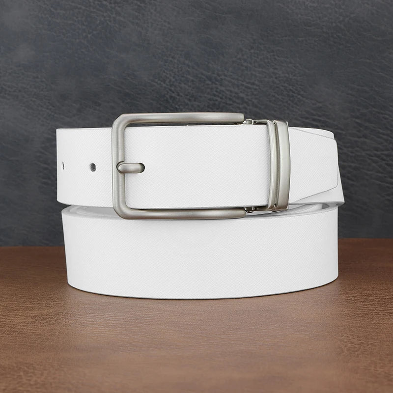 High quality men belt luxury famous brand designer pin buckle belts leisure white 3.3cm genuine leather boys jeans ceinture homm