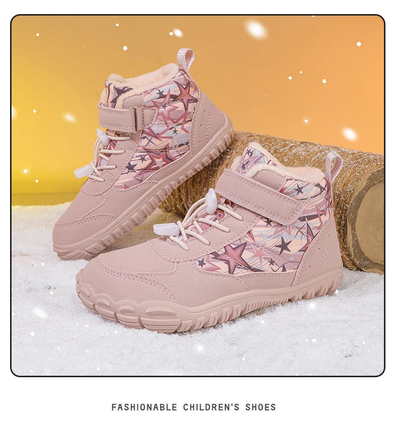 New Parent-child Winter Boots Men and Women Snow BareFoot Outdoor Non-slip Warm Fur Casual Boys/girls Sneakers Kid's Ankle Boots