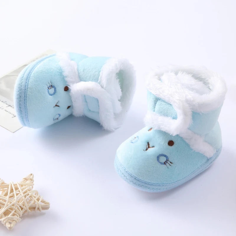 Baywell, botas cálidas para otoño e invierno para recién nacidos, 1 año, zapatos para bebés y niños, botas de nieve de piel de suela suave para niños de 0 a 18M