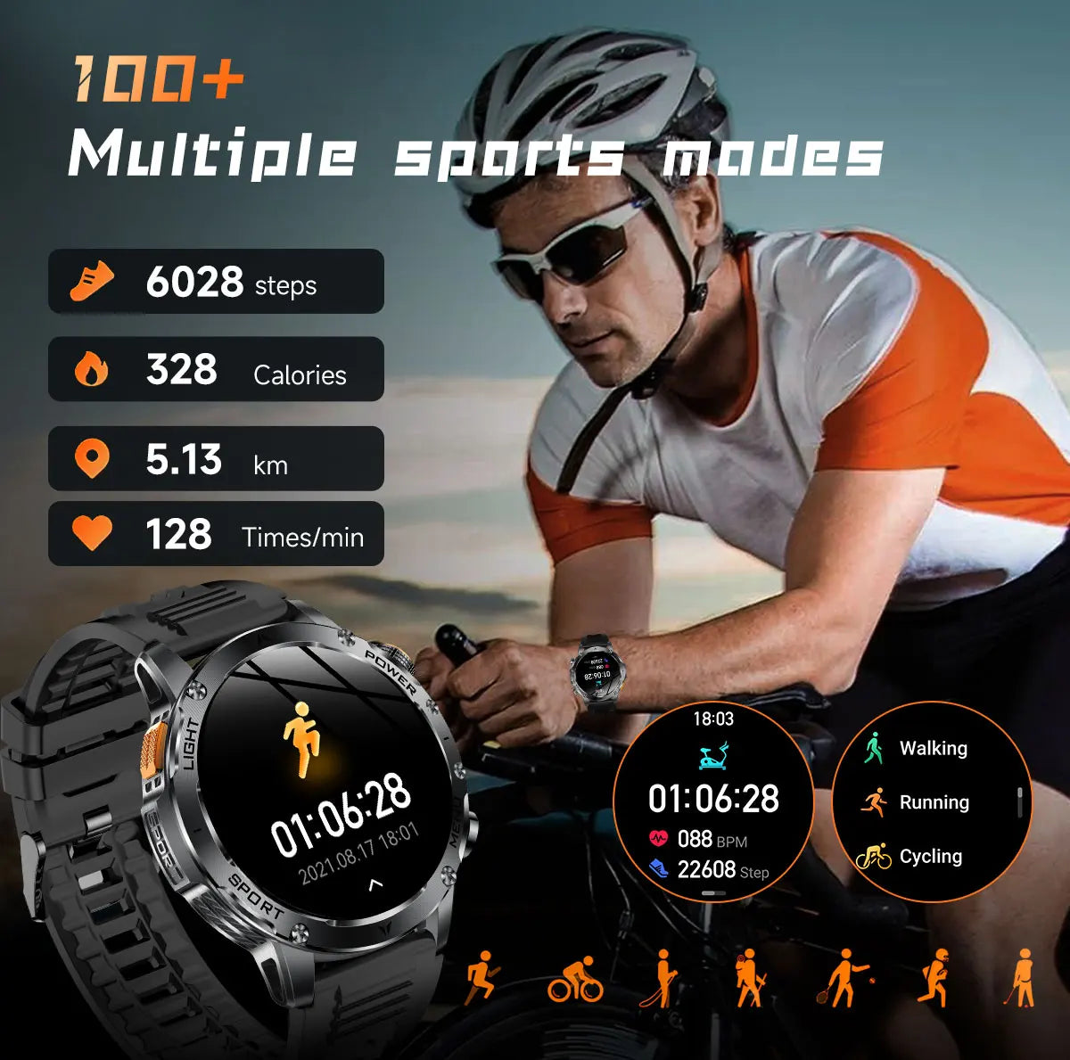 New Smart Watch For Men 1000Mah Battery Fitness Tracking Sport Waterproof Clock Smart Bracelet Men Military High-end custom dial