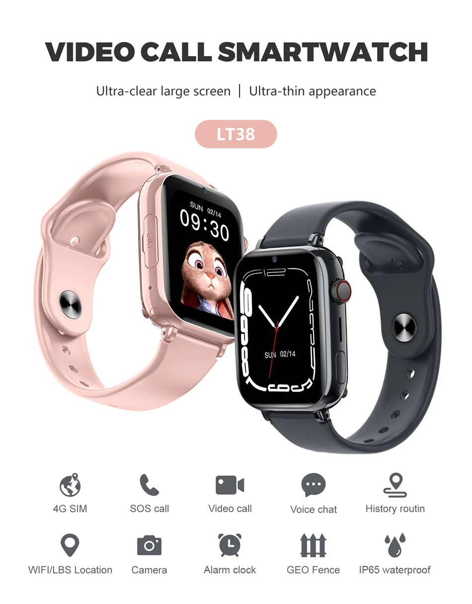 2024 4G Smart Watch Kids GPS Location WIFI Video Call SOS Waterproof Children Smartwatch Camera Monitoring Tracker Watch Girls