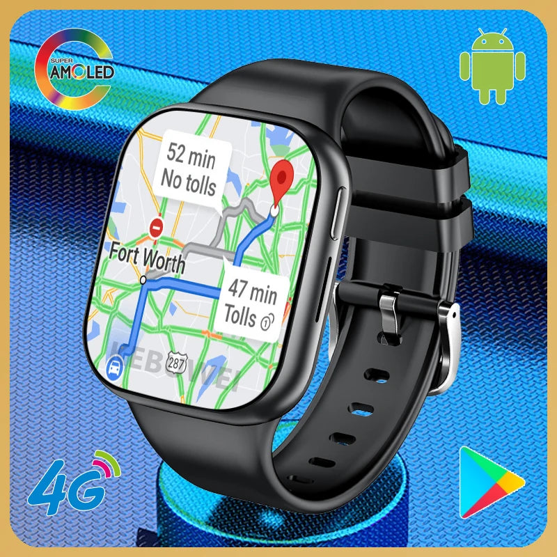 1.96-inch AMOLED Android Smartwatch 4G Network SIM Card Call GPS Camera NFC WIFI Bluetooth Smart Watch Support Google Play