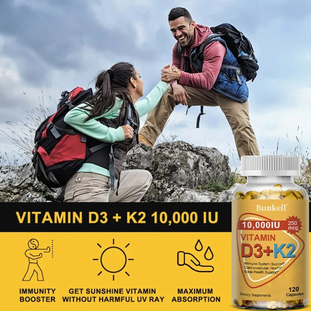 VITAMIN D3 & K2 - Nerve, Muscle, Heart, Bone and Dental Health, Immune System Health