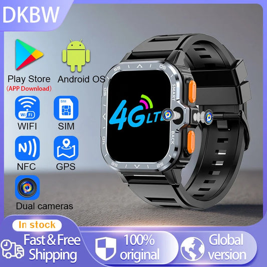 4G LTE Smartwatch Built-in GPS That Combines Video Voice and WiFi Call Messaging NFC 2 HD Cameras Play Store Smart Watch for Men