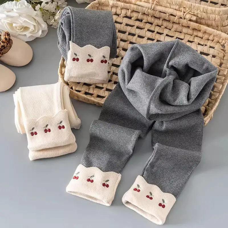 Girls' Autumn and Winter New Leggings Toddler Kids Korean Version Velvet Fashionable Elastic Cartoon Legging Pants for Children