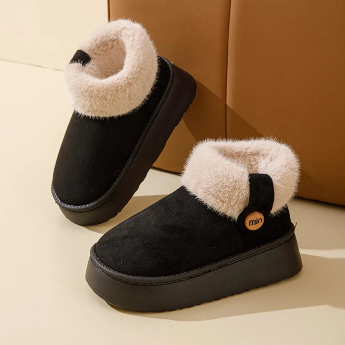 Winter New Warm Snow Boots 2025 Fur Design Women Short Boots Non-slip Light Comfortable Child Home Slippers High Top Shoe