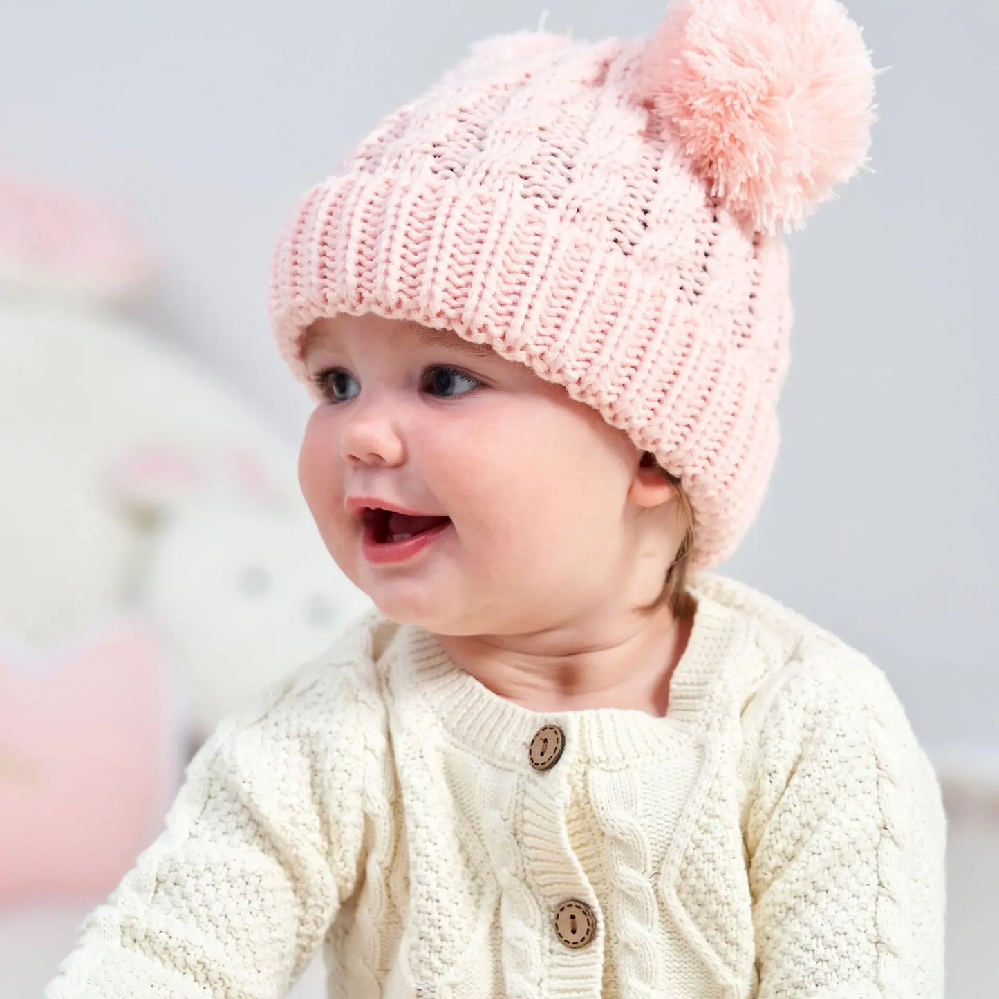 Gorro para bebé de otoño e invierno, gorro para niña, gorros de punto con pompones bonitos para niño, accesorios sólidos para recién nacidos, gorro para niño pequeño