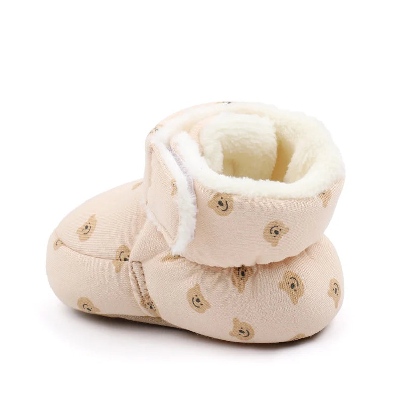 2024 Winter Baby Boots, Infant Girls Boys Warm Fashion Solid Shoes with Fuzzy Balls First Walkers Kid Shoes 0-18M High Quality
