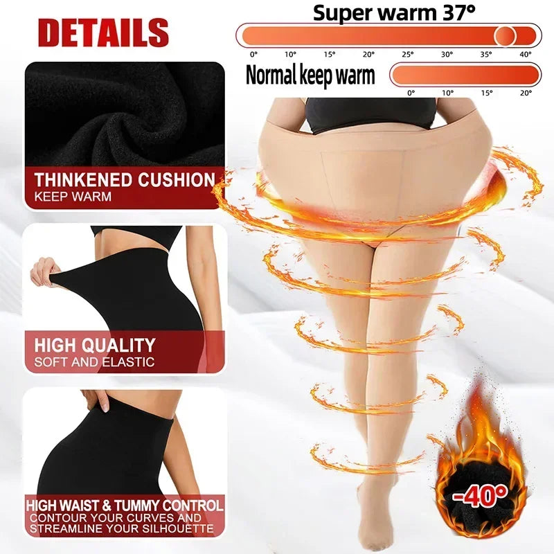 Women Winter Leggings Warm Leggins High Waist Solid Color Velvet Women Thickened Velvet Leggings Stretchy Black Leggings