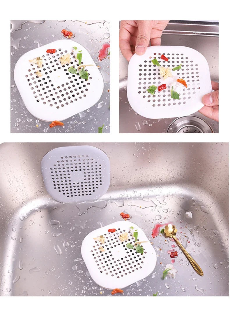 Sink Strainer Shower Drain Plug Hair Catcher Bathtub Shower Kitchen Sink Sewer Hair Filter Screen Silicone Bathroom Accessories