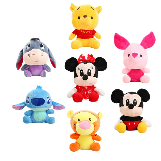 Disney Stuffed Animals Plush Toys Winnie the Pooh Mickey Mouse Minnie Doll Lilo and Stitch Piglet Keychain Pendant Children Gift