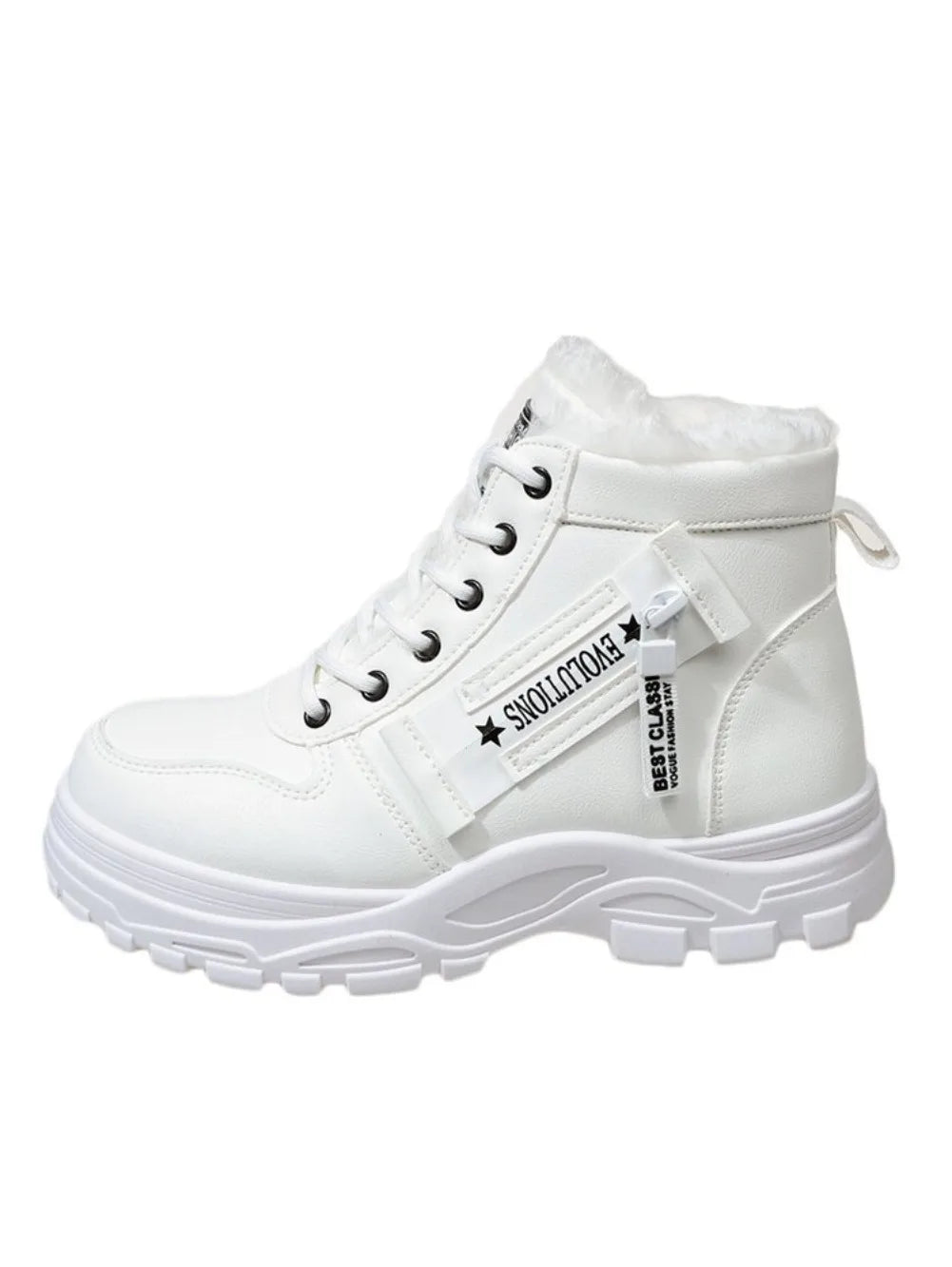 Women's Winter Snow Boots Warm Plush Lined Lace Up Chunky Platform Sneaker Booties Side Zipper Outdoor Walking Shoes for Ladies