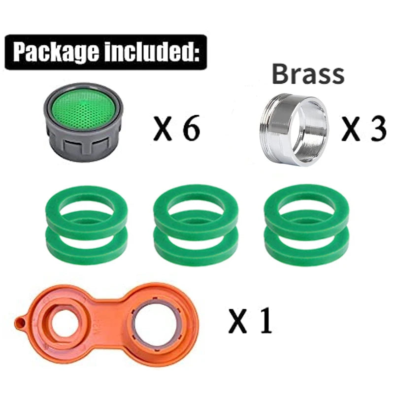 24mm Faucet Aerator Replacement, Water Saver Spout Filter Kitchen Tap Aerators Kit(6 Pieces)  Faucet Adapter Bathroom