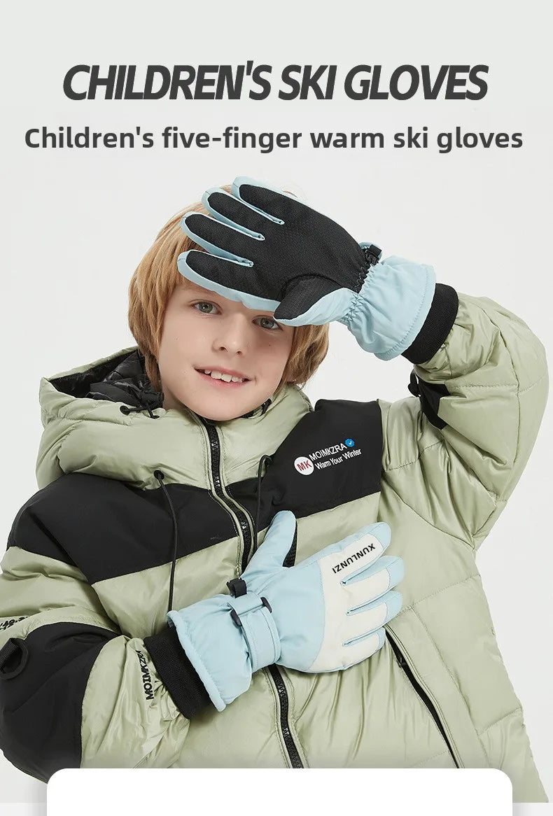 Kids Winter Ski Gloves Waterproof Thermal Snow Gloves for Boys Girls Outdoor Cold Weather Mittens for Cycling Riding and Sports