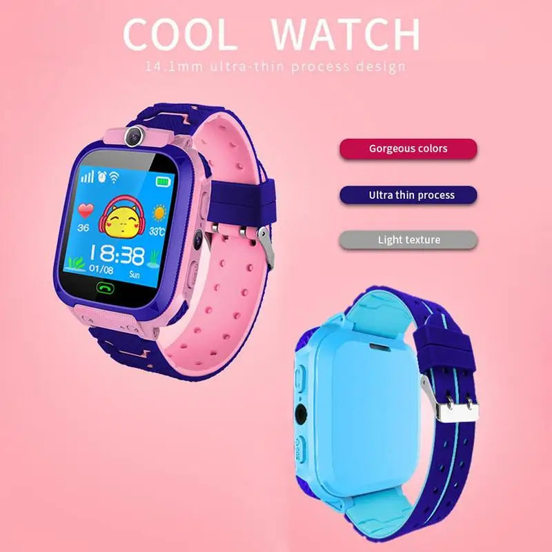 Kids Smart Watch SOS GPS Location Tracker Voice Call Chat Camera Flashlight Waterproof Smartwatch Children HD Touch Screen Watch