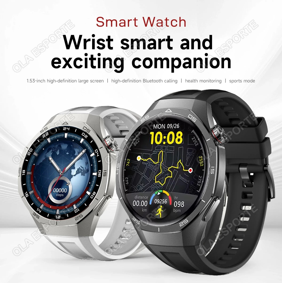 2025 New Smart Watch Men Watch 5 Pro 1.52 AMOLED Screen Bluetooth Call GPS Trajectory NFC Heart Rate Dynamic Lsland SmartWatches