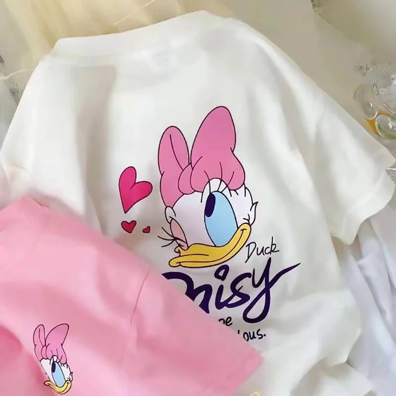 Disney Summer Girls Short Sleeve Girls Clothes T-Shirts Cartoon Mickey Mouse Minnie Cotton Print Baby Top Birthday Gifts