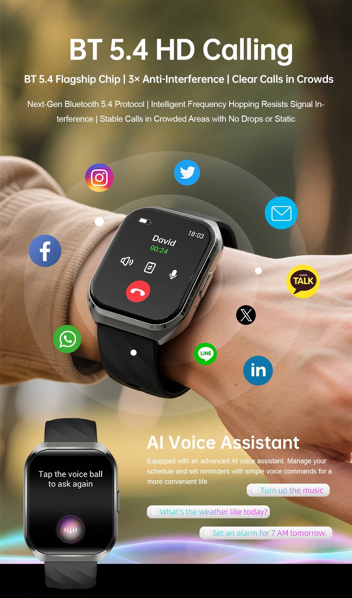 Smart Watch 1.83" IPS HD 3D Curved Screen 1000mAh Bluetooth Call IP68 Outdoor Sports Fitness Watch Men Women