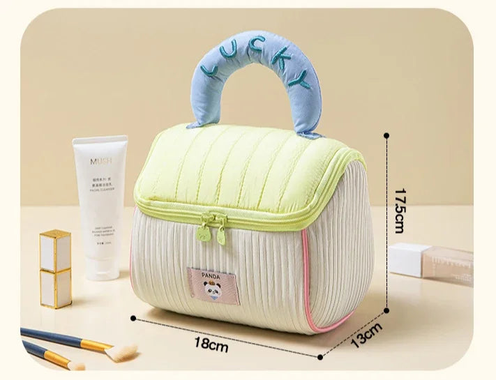 Makeup Bag Large Capacity Cartoon House Shape Toiletry Bag Cute Portable Handheld Storage Bags Travel Storage Organizer