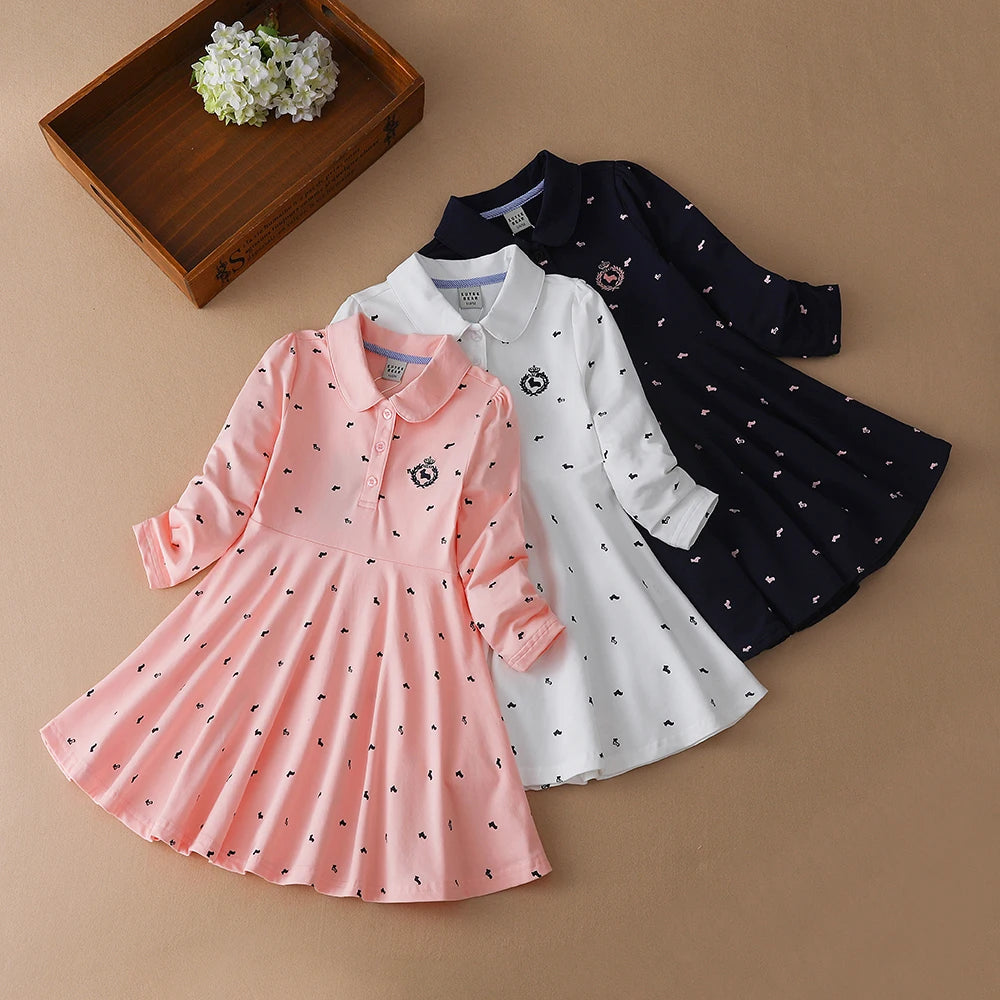 Kids Dress for Girls Spring Autumn Princess Costume 2023 New Long Sleeve Cotton Dress Little Girls Casual Wear Children Clothes