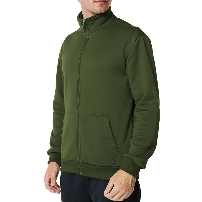 Men's Thermal Fleece Jacket Cozy Wind Resistant Full Zip Coat with Pockets Ideal for Outdoor Workouts and Hiking