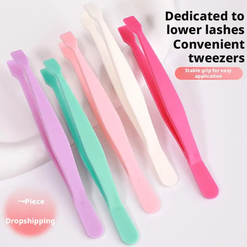 Flat Head Eyelash Tweezers for DIY Cluster Lashes, Anti-Adhesive Lash Applicator Tool, Safe Makeup Tool for Beginners