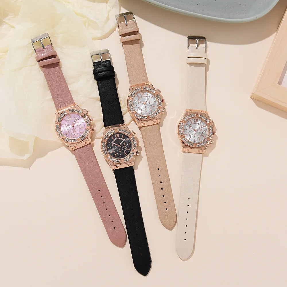 Flower Bracelet Watches Set Luxury Rhinestone Women Fashion Elegant Wristwatch Quartz Watch for Girl Ladies Clock Reloj Mujer