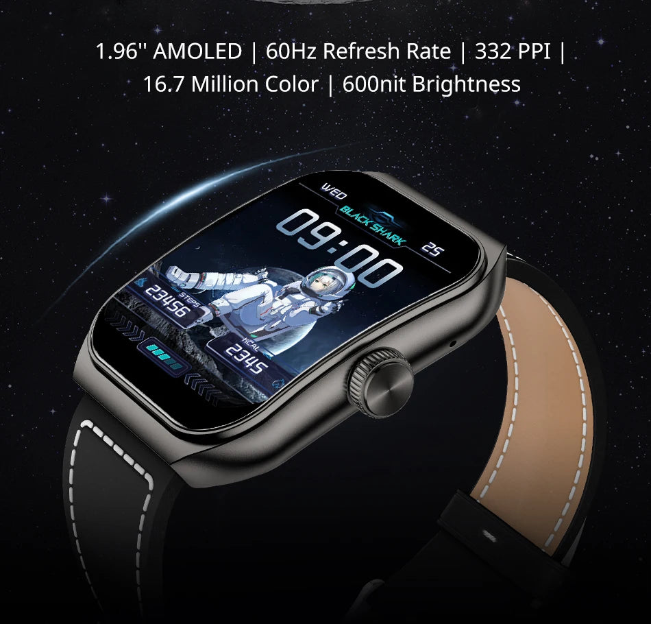 Black Shark Watch GT3 Global Version 1.96'' Curved Display 10 Days Battery Life 24H Health Monitoring 100+ Sport Modes IP68