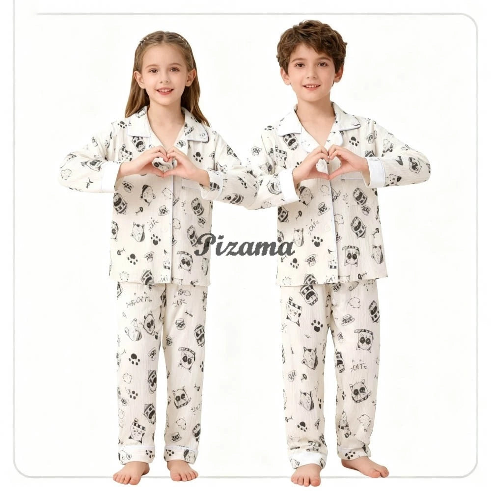 Spring Autumn Winter Teen Girls Pajamas Sets Children 2 Piece Full Sleeve Loungewear Kids Pyjamas Button Down Pijama Teen Niña