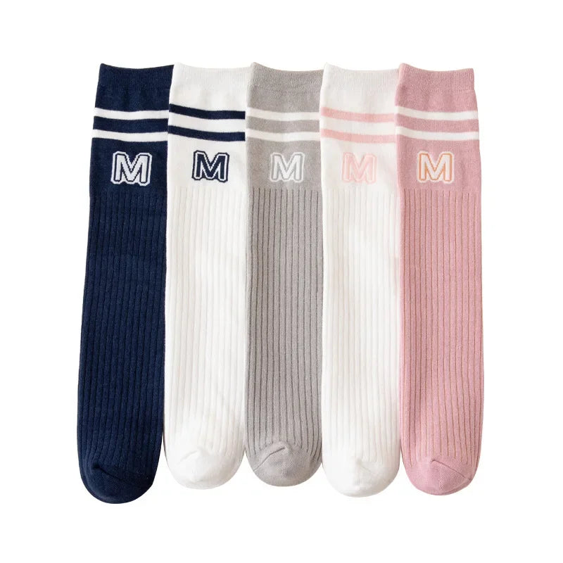 Kids Boy Girl School Sock Fashion Letter M Knee High Sock for Toddler Stocking Children Spring Autumn Cotton Soft Sock