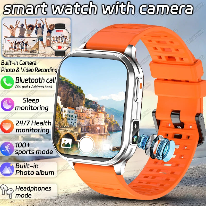 2026 New Smart Watch With Camera Men Women Photos Record Video Health Sports Fitness IP68 Waterproof Call Recording Smartwatches